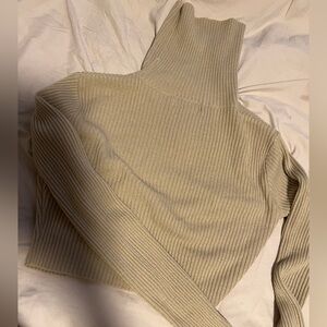 Beige crop top turtleneck